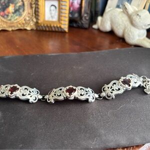 Brighton Silver Bracelet with Red Accents